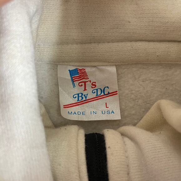 T’s By DC Pullover Mens L Beige Navy Washington DC Quarter Zip Vintage - Picture 3 of 8
